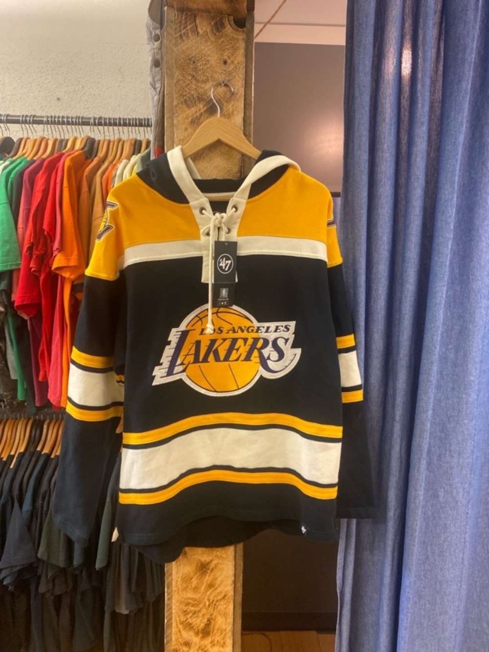 47 Los Angeles Lakers Black and Gold Hooded Pullover